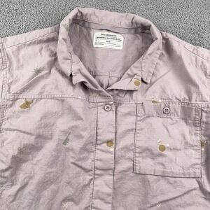 REI Shirt Womens Small Purple Trailsmith Woven Short Sleeve Outdoor Print